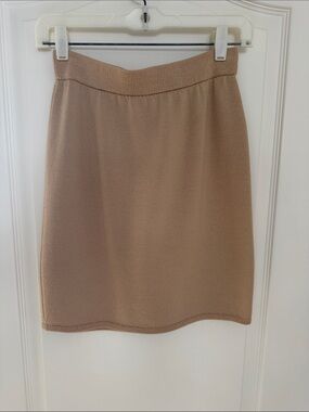 St. John Knits Neutral Beige Knit Pencil Skirt